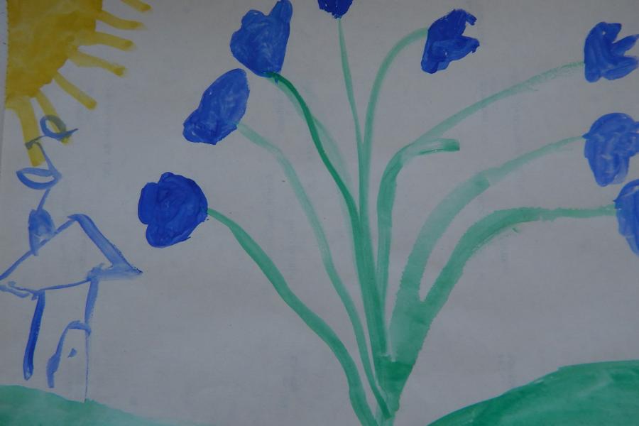 Disegno di un bambino Kamishibai in famiglia