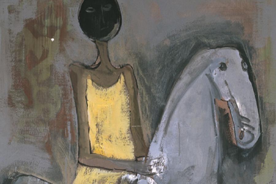 Quadro di Marino Marini Foto. Marini Marino, Gentiluomo a cavallo, 1938 circa, tempera su tela, dettaglio – Museo Marino Marini, Firenze Exhibition: Marino Marini. Arcane Fantasie (Arcane fantasies)