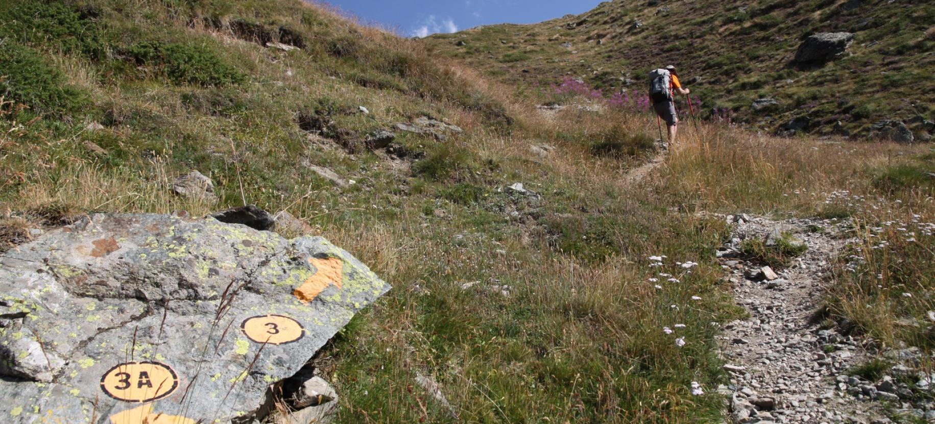 Il bivio 3A/3 all’inizio della salita verso il Colle Vascoccia.