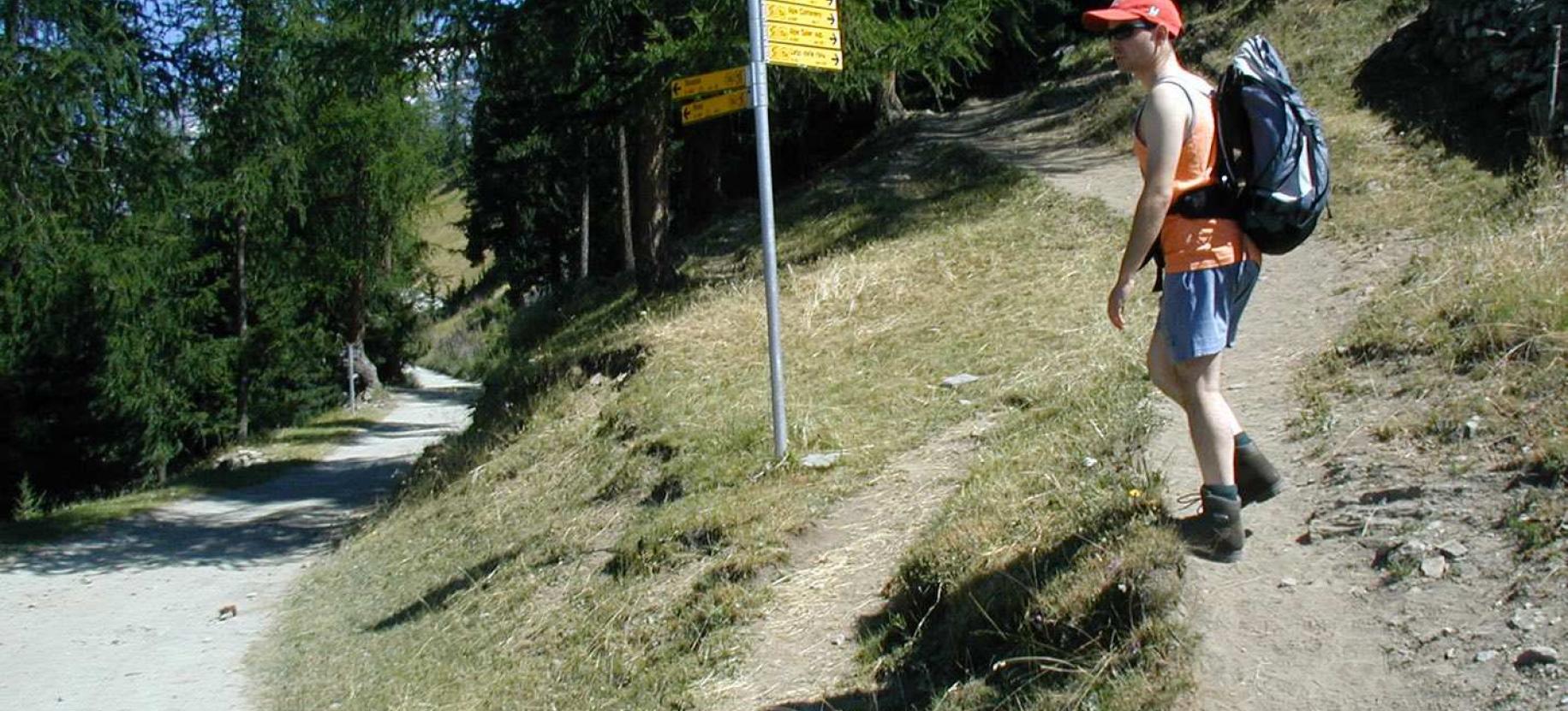 Il primo tratto di sentiero permette di tagliare due tornanti.