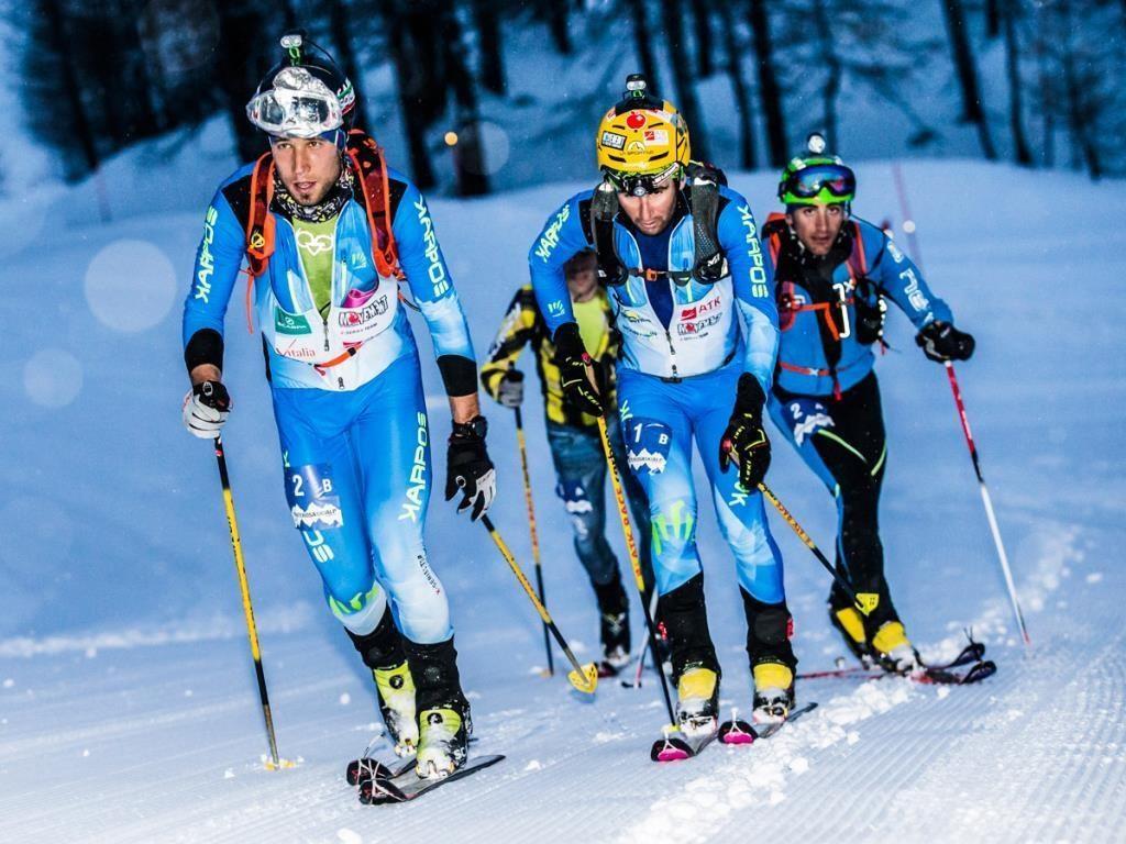 Ski mountaineering at night in the Monterosa Ski area